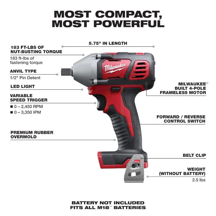 Milwaukee M18 1/2 In. Impact Wrench (Bare Tool) - Professional Performance Edition 1