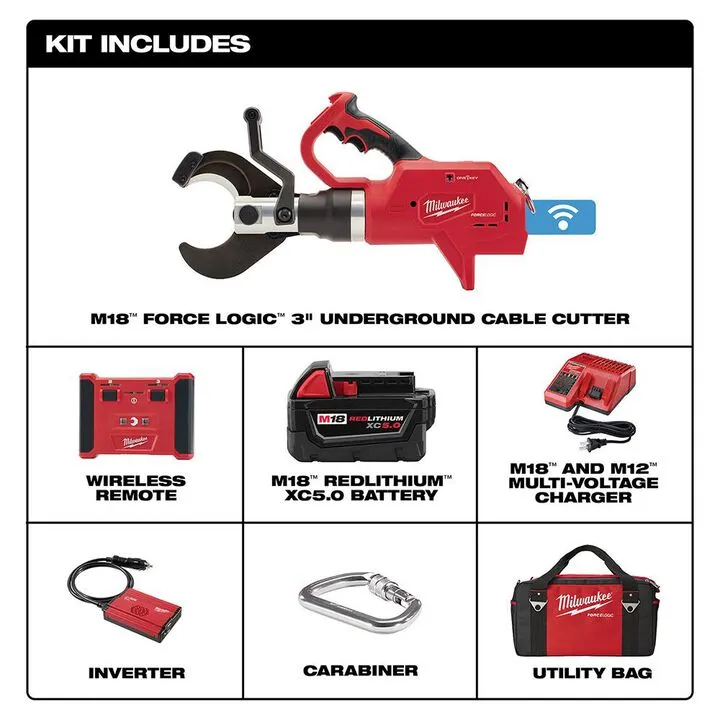 Milwaukee M18 FORCE LOGIC 3 in. Underground Cable Cutter with Wireless Remote 1
