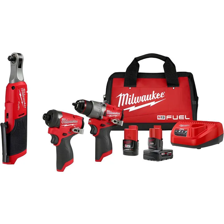 Milwaukee M12 FUEL 3-Tool Combo Kit - Professional Grade Cordless Performance