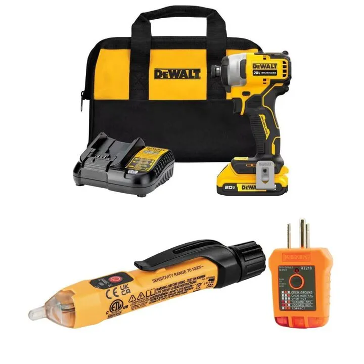 ACME TOOLS Professional Grade: Klein Premium Test Kit & DeWalt Compact Impact Driver Bundle
