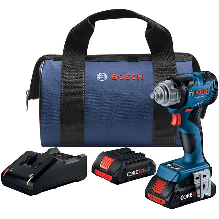Bosch 18V 3/8 Inch Impact Wrench Kit with Friction Ring - Professional Grade Performance