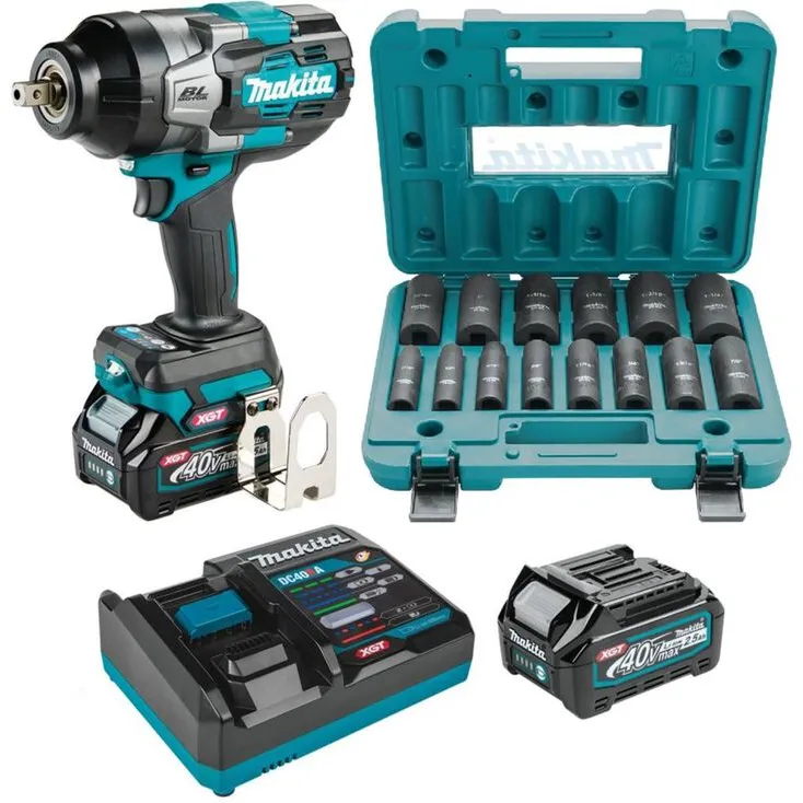 Makita 40V Max XGT Brushless 4-Speed 1/2-Inch High Torque Impact Wrench Kit with 14pc Deep Socket Set