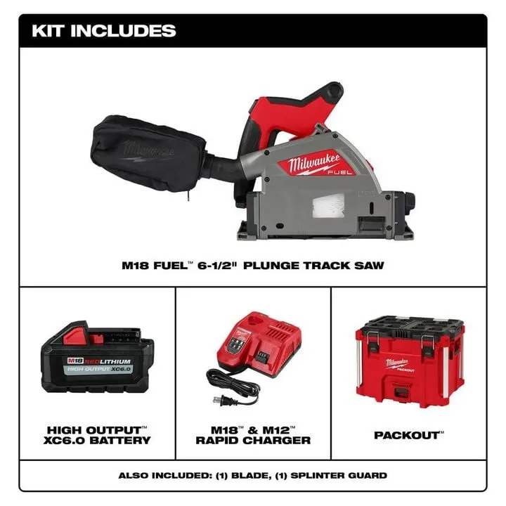 Milwaukee M18 FUEL 6 1/2-inch Plunge Track Saw Kit - Professional Grade Precision 1