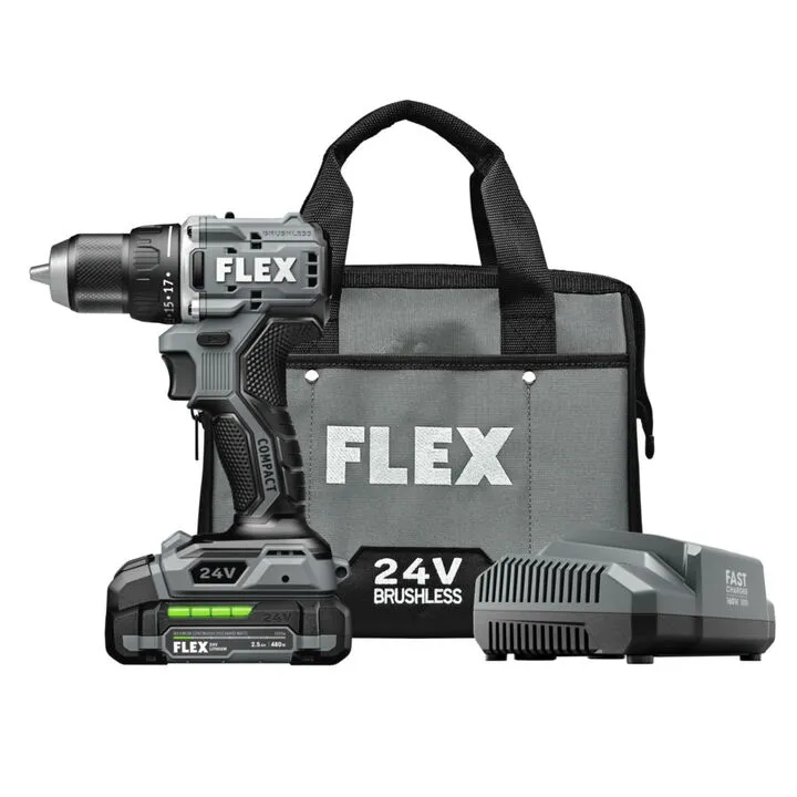 FLEX 24V Cordless 1/2 Inch 2-Speed Compact Drill Driver Kit 1