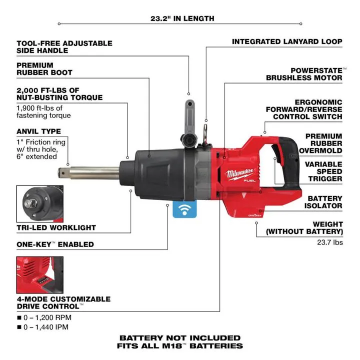Milwaukee M18 FUEL 1-inch Impact Wrench with ONE-KEY (Reconditioned - Bare Tool) 2