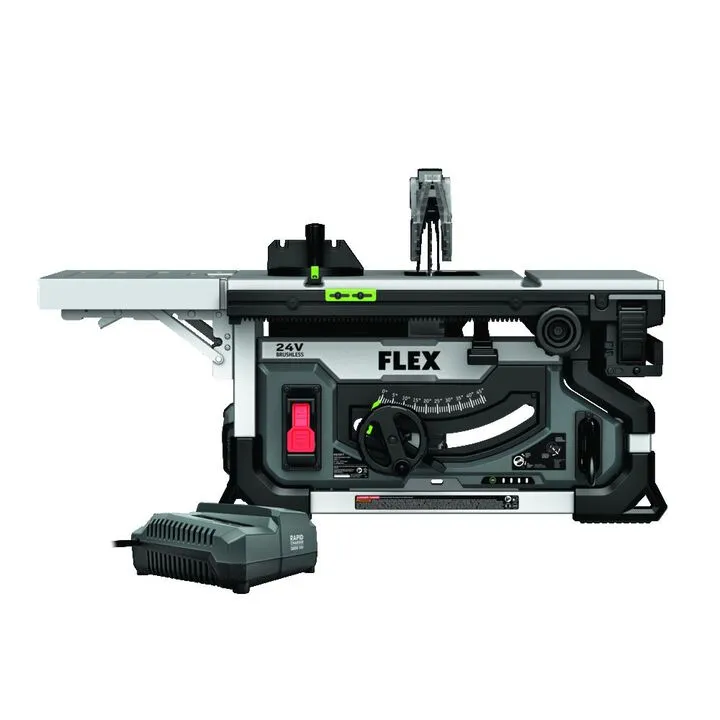 FLEX 8-1/4 Inch Table Saw Stacked Lithium Kit with 24V Power Adapter & Heavy-Duty Folding Stand 1
