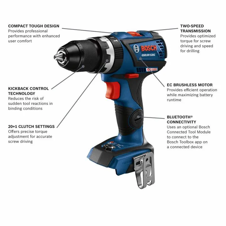 Bosch 18V EC Compact Tough 1/2in Drill/Driver (Bare Tool) 1