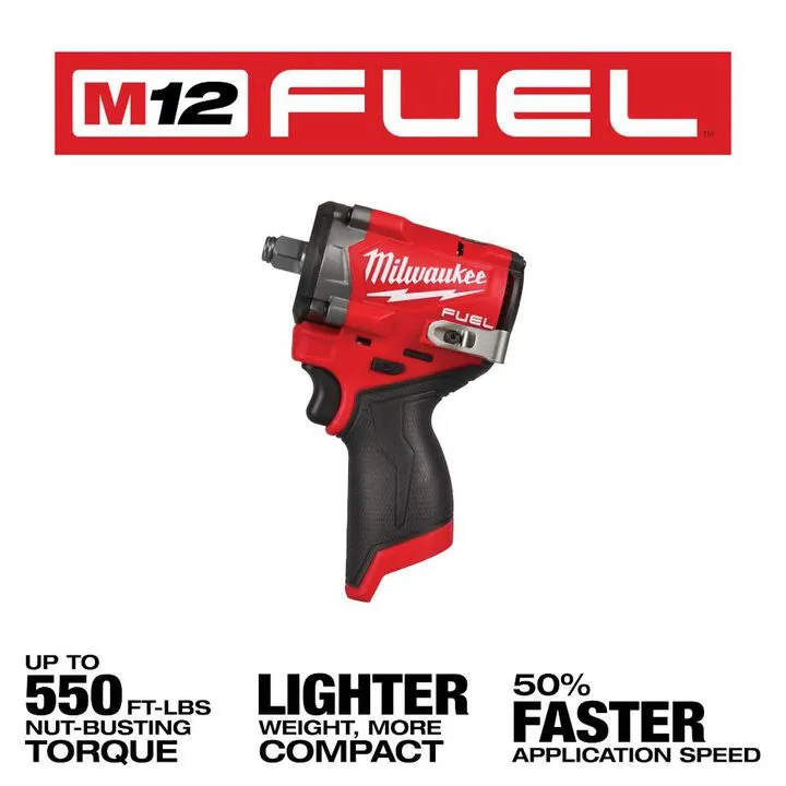 Milwaukee M12 FUEL Stubby 1/2 Impact Wrench (Bare Tool) with Protective Boot 1