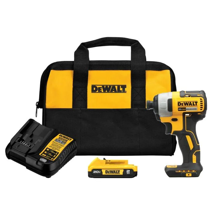 DEWALT 20V MAX Brushless Cordless 1/4 Inch Impact Driver Kit with Rapid Load Accessory Set & Toughcase+ 2