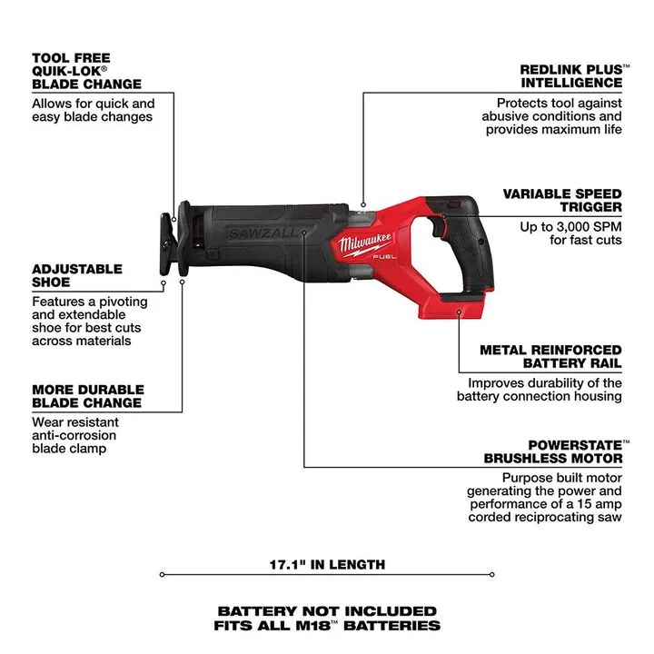 Milwaukee M18 FUEL SAWZALL Reciprocating Saw (Bare Tool) 2
