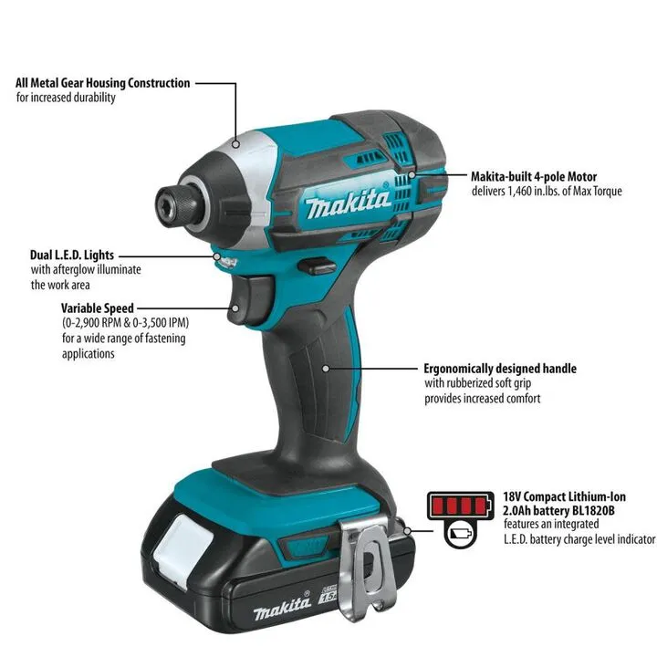 Makita 18V LXT Lithium-Ion Compact Cordless Impact Driver Kit (1.5Ah) 2