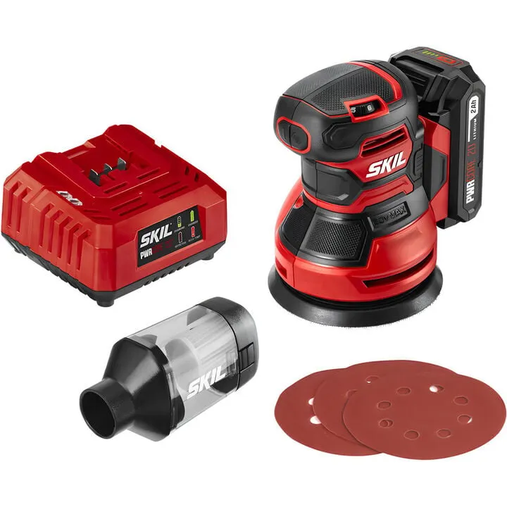 SKIL PWRCORE 20 5in Random Orbital Sander Kit - High-Performance Cordless Precision