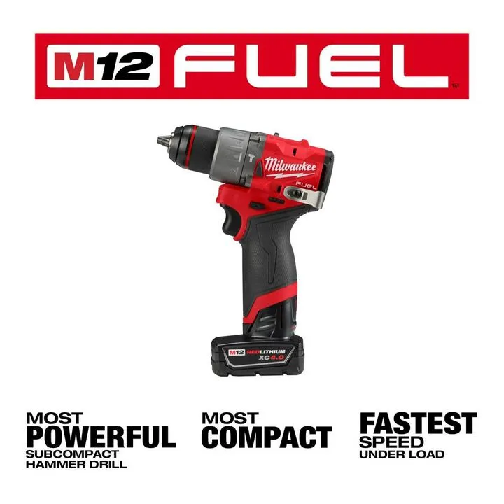 Milwaukee M12 FUEL 1/2-inch Hammer Drill/Driver Kit - Professional Compact Performance 1