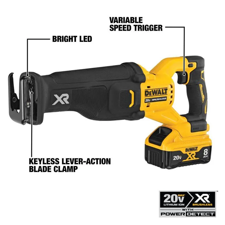 DEWALT 20V MAX POWER DETECT XR Brushless Reciprocating Saw Kit 1