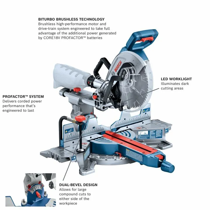 Bosch 18V 10-Inch Cordless Miter Saw (Bare Tool) - Factory Reconditioned Performance 1