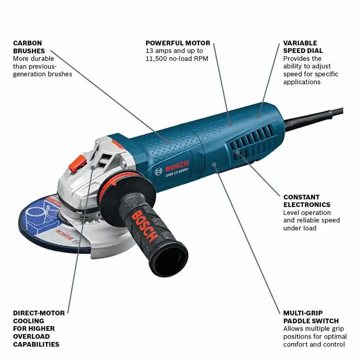 Bosch 5 Inch Variable Speed Angle Grinder with Paddle Switch (X-LOCK System) 1