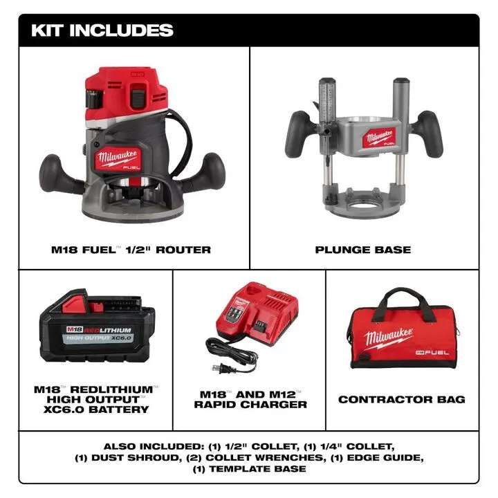 Milwaukee M18 FUEL 1/2 in Router Kit - Professional Grade Cordless Power 1