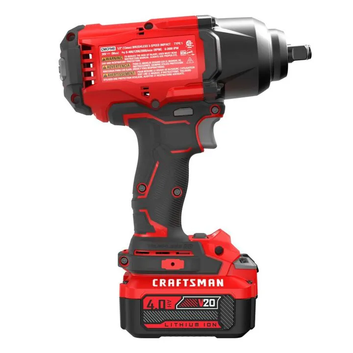 CRAFTSMAN V20 RP 1/2 Inch Drive Impact Wrench Kit with Hog Ring Anvil 3