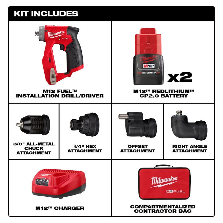 Milwaukee M12 FUEL Installation Drill/Driver & Straight Die Grinder Professional Combo Kit