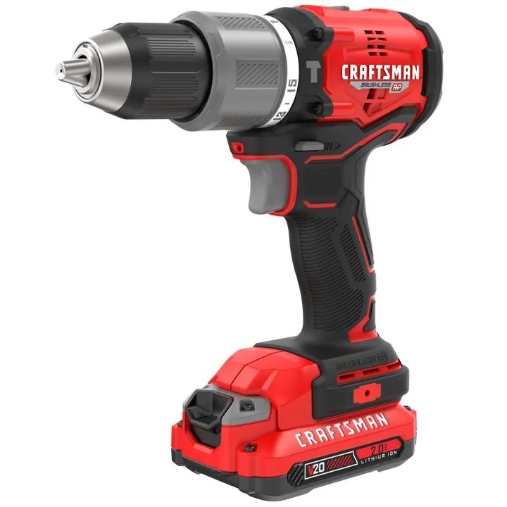 CRAFTSMAN V20 BRUSHLESS RP 1/2-Inch Hammer Drill Kit with 2x 2.0Ah Batteries & Charger 1