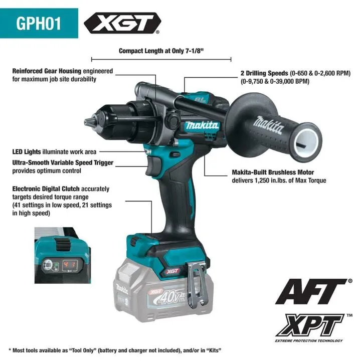 Makita 40V XGT 5-Piece Industrial Brushless Power Tool Bundle with 4.0Ah Battery System 10