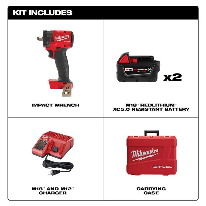 Milwaukee M18 FUEL 1/2 inch Compact Impact Wrench with Friction Ring Kit 1