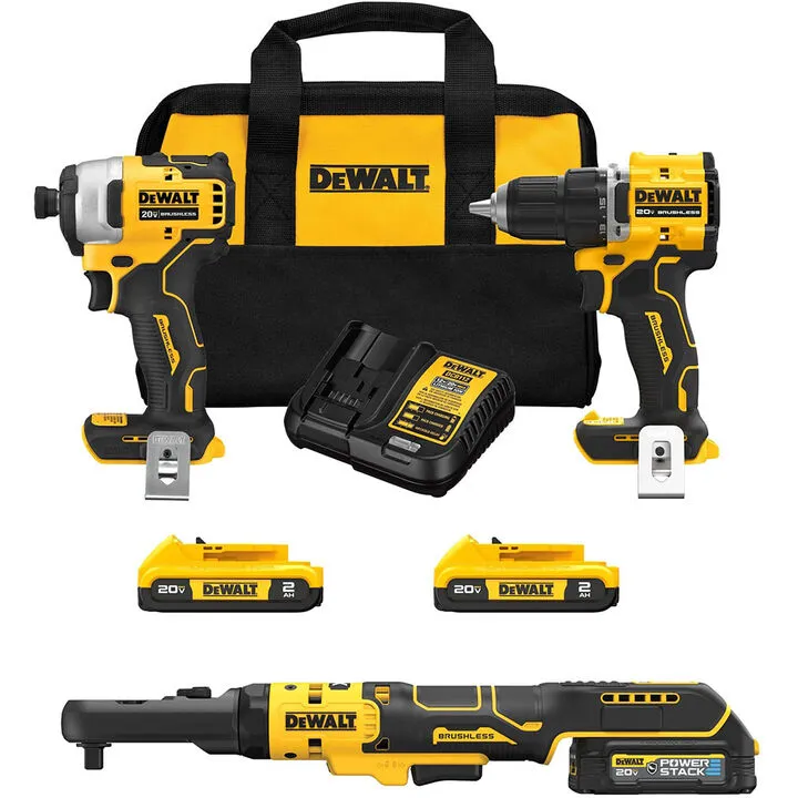 DEWALT ATOMIC 20V Max 3-Tool Combo Kit with 2-Pack Battery & Charger Bundle
