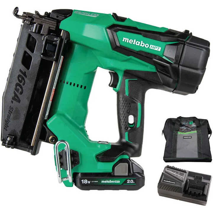 Metabo HPT 18V MultiVolt 16-Gauge Straight Finish Nailer Kit (2Ah Battery Included)