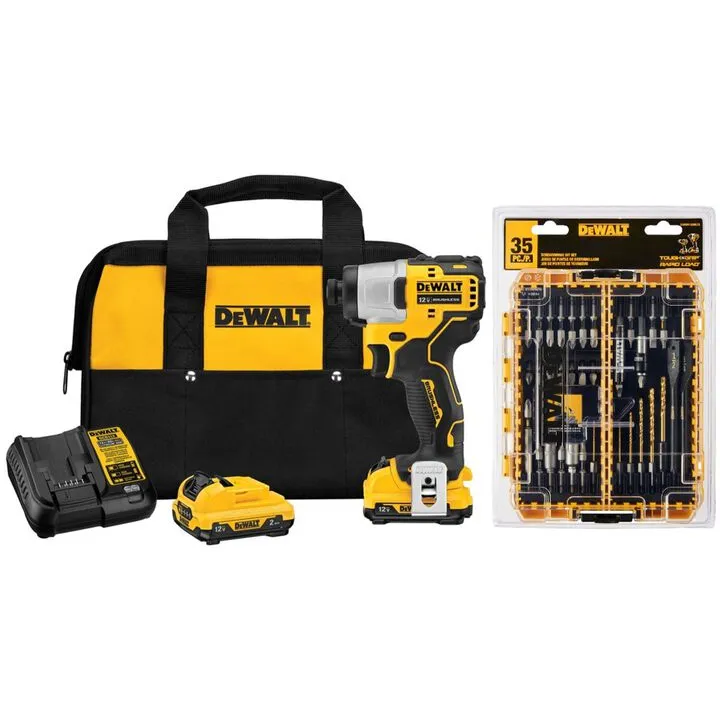 DEWALT 12V MAX Brushless Impact Driver Kit & Rapid Load Accessory Set With Toughcase+