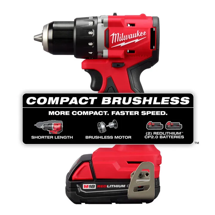 Milwaukee M18 Compact Brushless 1/2 Inch Drill Driver Kit - Professional Performance Series 1