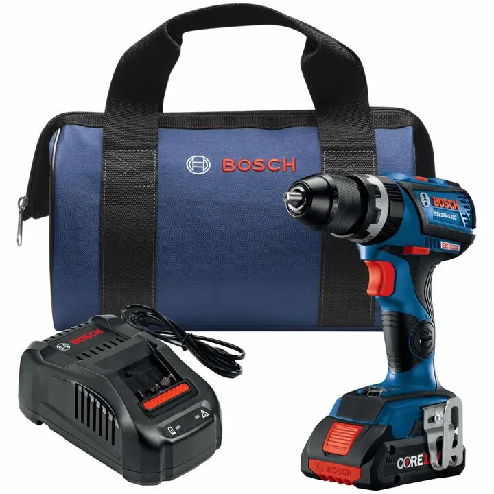 Bosch 18V EC Compact Tough 1/2 in. Hammer Drill/Driver with CORE18V 4Ah Battery (Factory Reconditioned)