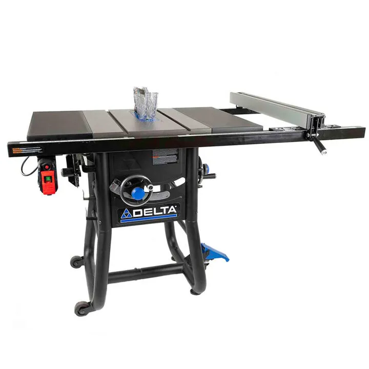 Delta 10 Inch Left Tilt Contractor Saw with 30 Inch RH Rip and Steel Wings
