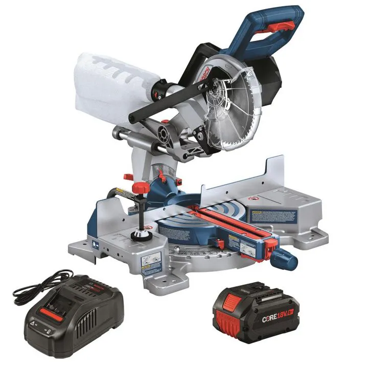 Bosch PROFACTOR 18V 7-1/4in Single Bevel Slide Miter Saw Kit with CORE18V 8.0 Ah Battery