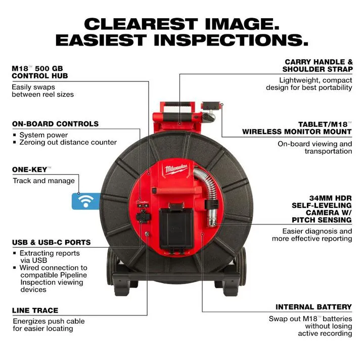 Milwaukee M18 200 Ft. Stiff Modular Pipeline Inspection System Kit 2