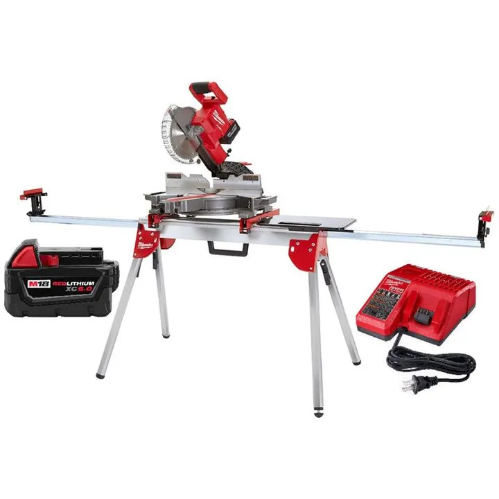 Milwaukee M18 FUEL 7-1/4 Inch Dual Bevel Sliding Compound Miter Saw & Folding Stand Kit