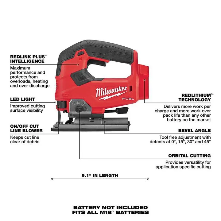 Milwaukee M18 FUEL 1/2 Inch Hammer Drill, 1/4 Inch Impact Driver & Jig Saw 3-Tool Combo Kit 1