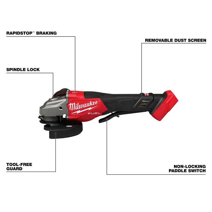 Milwaukee M18 FUEL 4-1/2 Inch - 6 Inch Braking Grinder, Paddle Switch (Bare Tool) 1