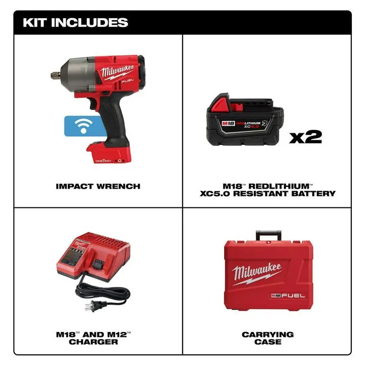Milwaukee M18 FUEL ONE-KEY 1/2-inch High Torque Impact Wrench with Pin Detent Kit 1