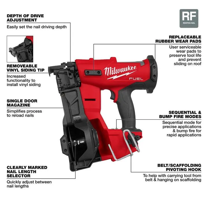 Milwaukee M18 FUEL Coil Roofing Nailer (Bare Tool) 2