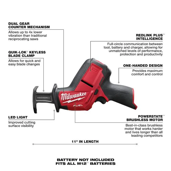 Milwaukee M12 FUEL HACKZALL Reciprocating Saw (Bare Tool) 2