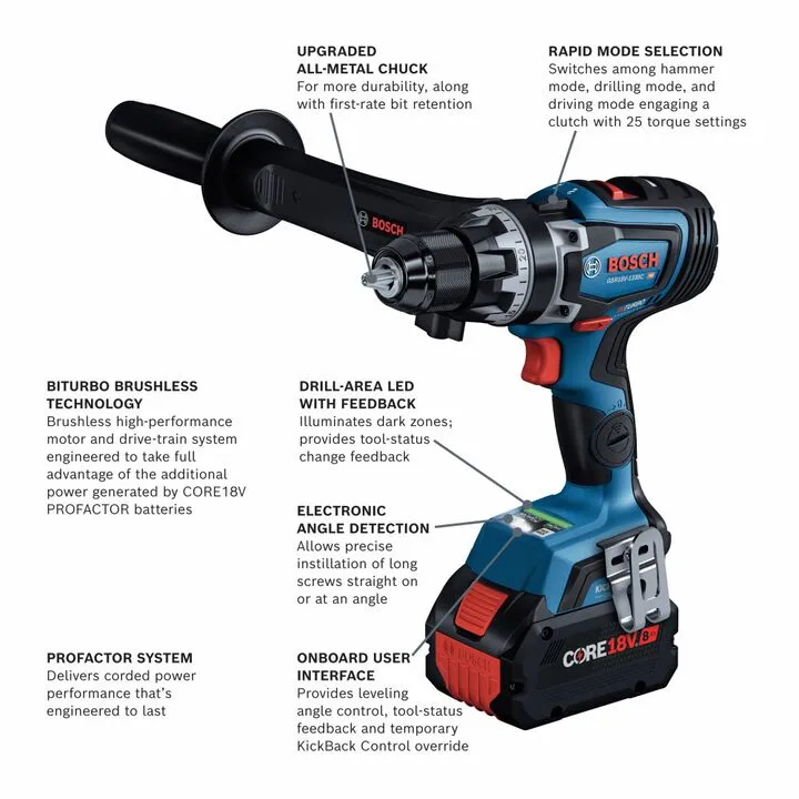 Bosch 18V 1/2 Inch Drill/Driver Kit (Reconditioned Professional Series) 1