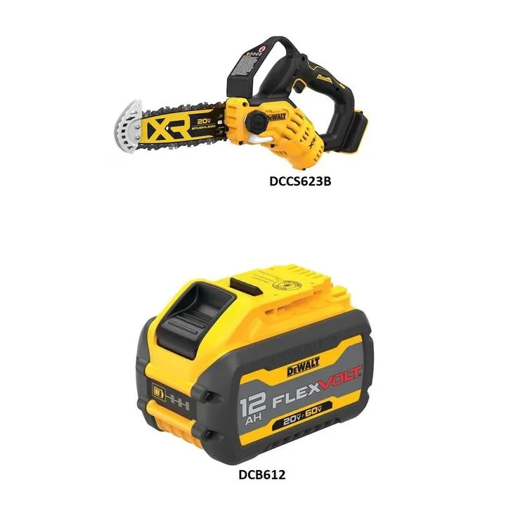 DEWALT 20V MAX Cordless Pruning Chainsaw & 20/60V MAX Battery Bundle - Professional Grade Performance 1