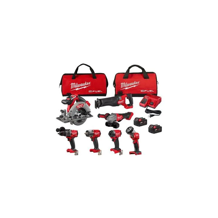 Milwaukee M18 7-Tool Combo Kit with (2) High Output XC6.0 Battery Pack Bundle 2