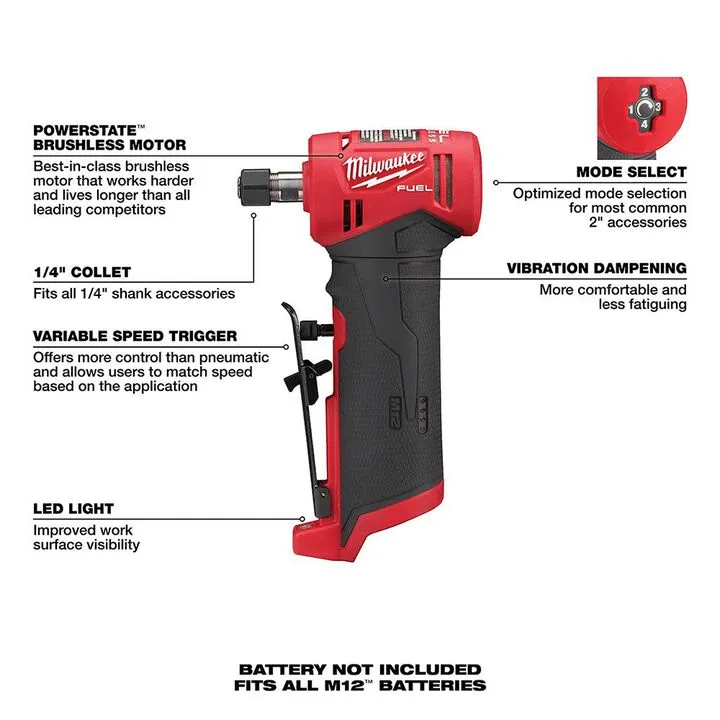Milwaukee M12 FUEL Right Angle Die Grinder (Bare Tool) 3