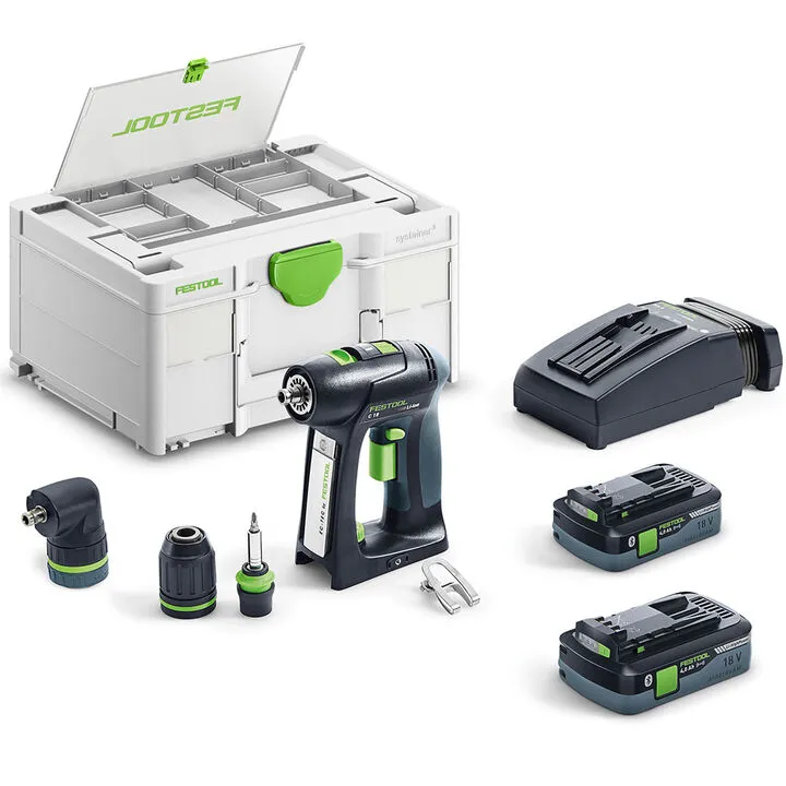 Festool Cordless Drill C 18 HPC 4,0 I-Set Kit - Precision Engineering