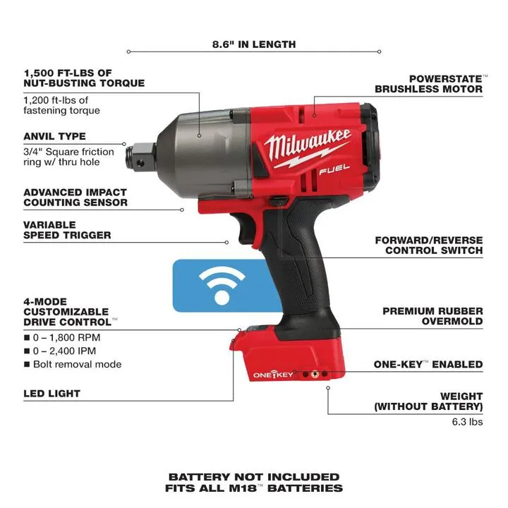 Milwaukee M18 FUEL ONE-KEY 3/4-inch Friction Ring Impact Wrench (Bare Tool) - Certified Reconditioned 2