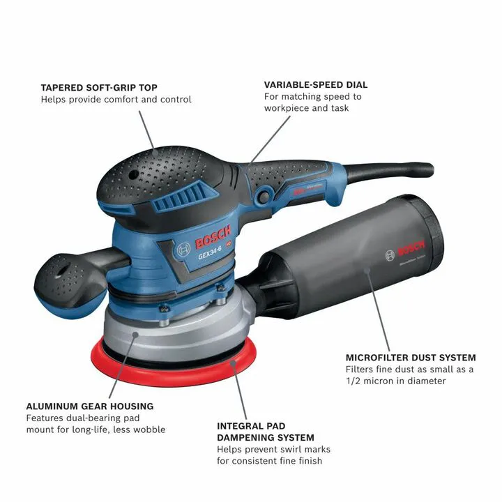 Bosch 6-Inch Multi-Hole Random Orbit Sander/Polisher - Professional Finishing Tool 1