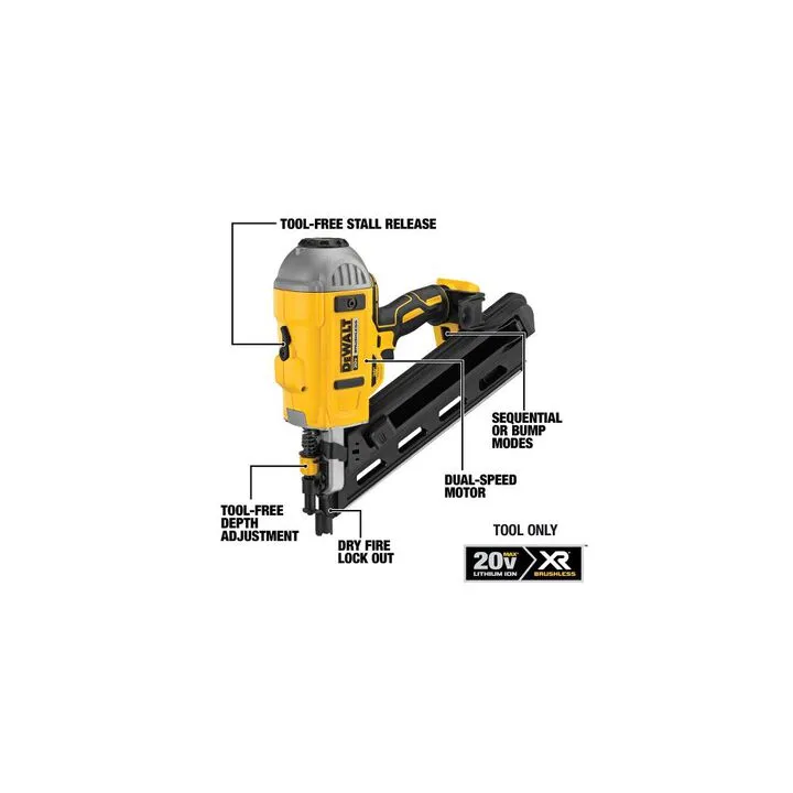 DEWALT 20V MAX XR Brushless Dual Speed Nailer (Bare Tool) 1
