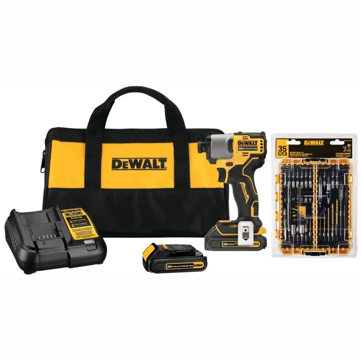 DEWALT 20V Brushless Impact Driver Kit with Rapid Load Accessory Set & Toughcase+