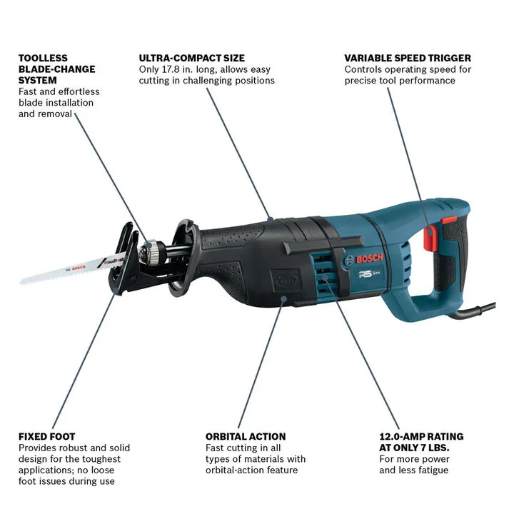 Bosch 1 Inch Stroke Compact Reciprocating Saw - Factory Reconditioned Performance 3